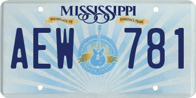 MS license plate AEW781