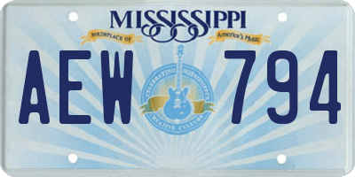 MS license plate AEW794