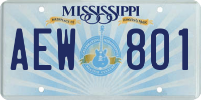 MS license plate AEW801