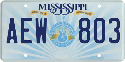 MS license plate AEW803
