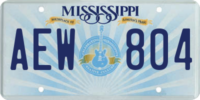MS license plate AEW804