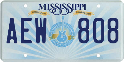 MS license plate AEW808
