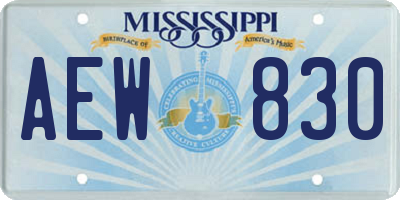 MS license plate AEW830