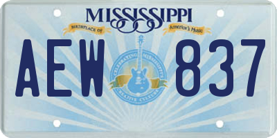 MS license plate AEW837