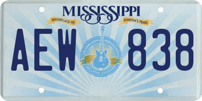 MS license plate AEW838