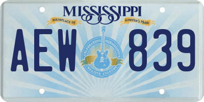 MS license plate AEW839