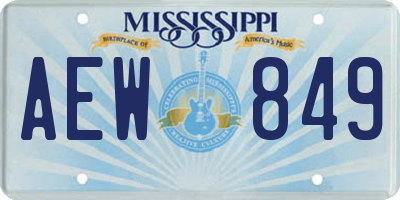 MS license plate AEW849