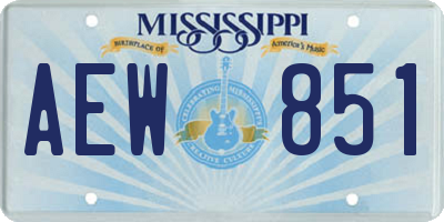 MS license plate AEW851