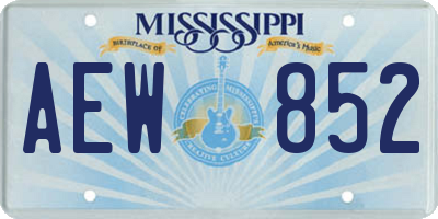 MS license plate AEW852