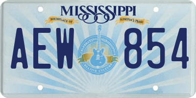 MS license plate AEW854