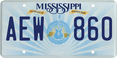 MS license plate AEW860