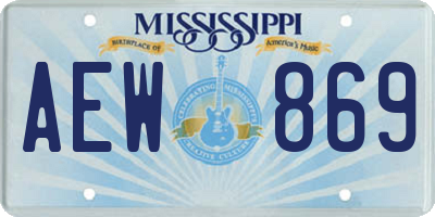MS license plate AEW869