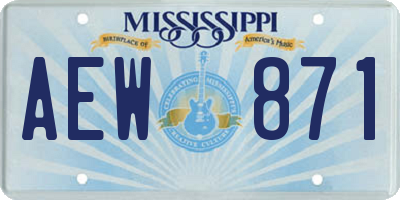 MS license plate AEW871