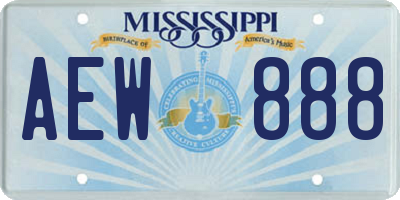 MS license plate AEW888