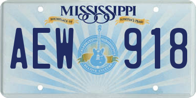MS license plate AEW918
