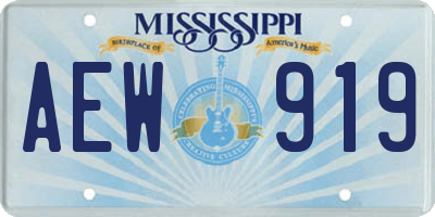 MS license plate AEW919