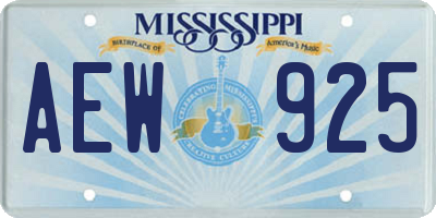 MS license plate AEW925