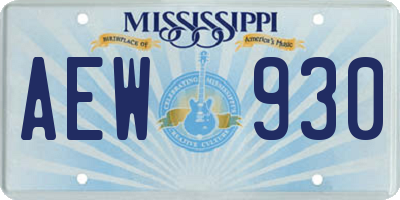 MS license plate AEW930