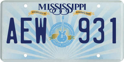 MS license plate AEW931