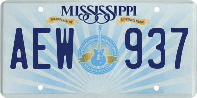 MS license plate AEW937