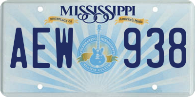 MS license plate AEW938