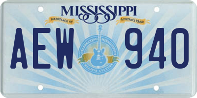 MS license plate AEW940