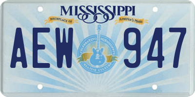 MS license plate AEW947