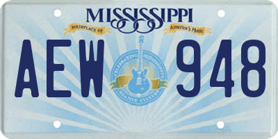 MS license plate AEW948