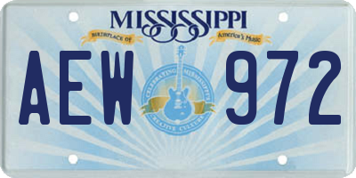 MS license plate AEW972