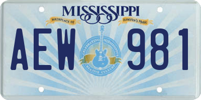 MS license plate AEW981