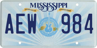 MS license plate AEW984