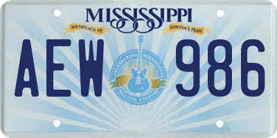 MS license plate AEW986