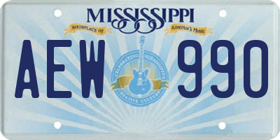MS license plate AEW990