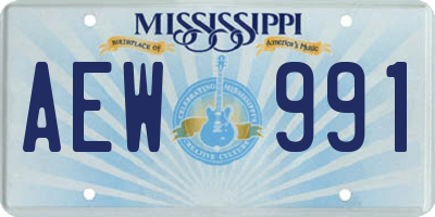 MS license plate AEW991