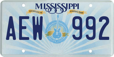 MS license plate AEW992