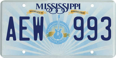 MS license plate AEW993
