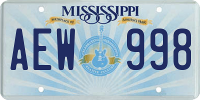 MS license plate AEW998