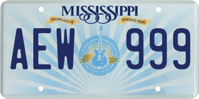 MS license plate AEW999