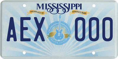 MS license plate AEX000