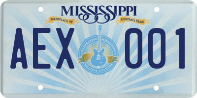 MS license plate AEX001
