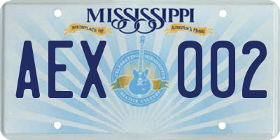 MS license plate AEX002