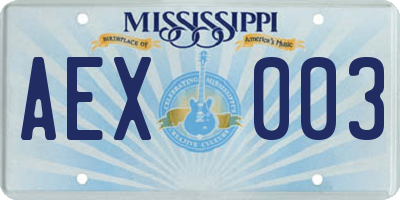 MS license plate AEX003