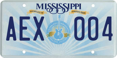 MS license plate AEX004