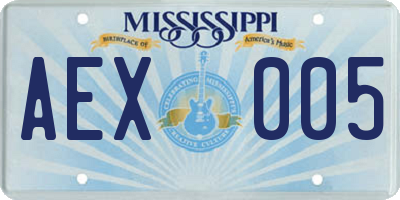 MS license plate AEX005