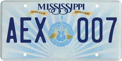 MS license plate AEX007