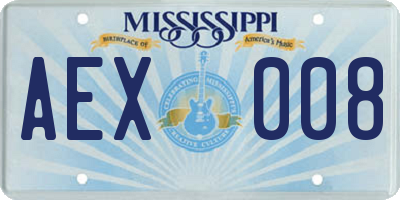 MS license plate AEX008