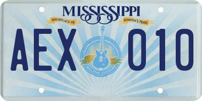 MS license plate AEX010
