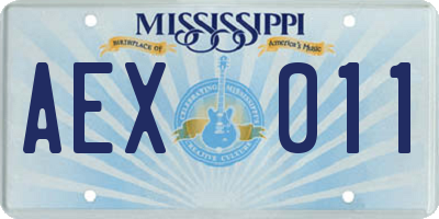 MS license plate AEX011