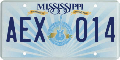 MS license plate AEX014