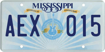 MS license plate AEX015